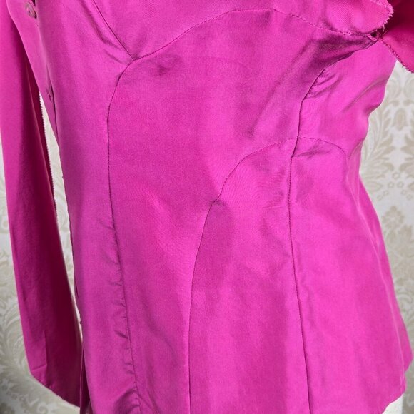 Nicole Miller Collection Size 4 Pink 100% Silk Blouse Tie at Neck Flutter Sleeve - Picture 6 of 11